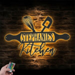 Personalized Kitchen Metal Wall Signs With RGB Led Light