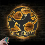 Personalized Man Soccer Player, Metal Wall Signs With RGB Led Light