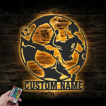 Personalized Man Soccer, Metal Wall Signs With RGB Led Light