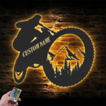 Personalized Mountain Bike Metal Wall Signs With RGB Led Light