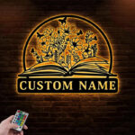 Personalized Name Book Lover Metal Wall Signs With RGB Led Light