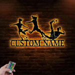 Personalized Name Soccer Girl Metal Wall Signs With RGB Led Light