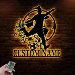 Personalized Name Soccer Girl, Metal Wall Signs With RGB Led Light
