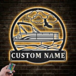 Personalized Pontoon Boat Metal Wall Signs With RGB Led Light