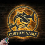 Personalized Red Drum Fishing Metal Wall Signs With RGB Led Light