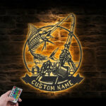 Personalized Skeleton Marlin Fishing Metal Wall Signs With RGB Led Light