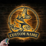 Personalized Snook Fishing Metal Wall Signs With RGB Led Light