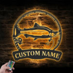Personalized Sockeye Salmon Fishing Metal Wall Signs With RGB Led Light