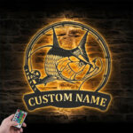 Personalized Tarpon Fishing Metal Wall Signs With RGB Led Light