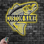 Custom Name Red Drum Fish Metal Wall Signs With RGB Led Light