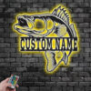Personalized Walleye Fish Metal Wall Signs With RGB Led Light