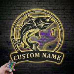 Personalized Walleye Fishing ,Fishing Lover Decor Metal Wall Signs With RGB Led Light
