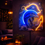 Pirate Dolphin Neon Sign – Multicolor LED Neon Wall Art for Bar, Café & Creative Decor
