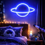 Planet Saturn LED Neon Sign with Ring Design for Bedroom, Gaming Room and Wall Decoration