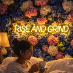 Rise and Grind LED Neon Sign for Office, Café and Motivational Wall Decor