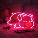 Sleeping Pig Neon Sign – Cute Pink Pig LED Night Light