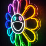 Smiley Rainbow Flower Neon Sign – Colorful LED Wall Art with Happy Face