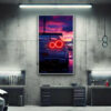 Sports Car LED Plexiglass Wall Art – UV-Printed Neon Effect with Dimmer, Modern Garage Decor