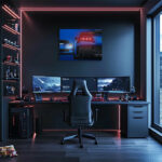 UV Printed Neon Supercar Wall Art – Modern Automotive Decor for Gamer Room & Man Cave