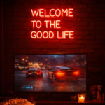Welcome to the Good Life Neon LED Sign – Bold Red Statement Wall Light for Bar, Lounge, Living Room & Modern Decor