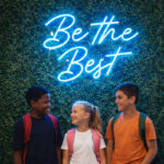 “Be the Best” Neon Sign – Blue LED Neon Quote Sign for Event Backdrop, Photo Wall & Inspirational Wall Decor
