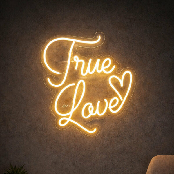 “True Love” Neon Sign – Warm White LED Neon Script for Wedding, Engagement & Romantic Backdrop Decor