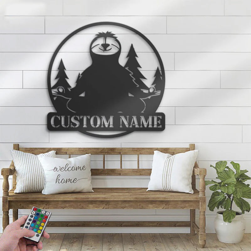 2CustomNameSlothYogaNamasteMetalWallSignsWithRGBLedLight.jpg