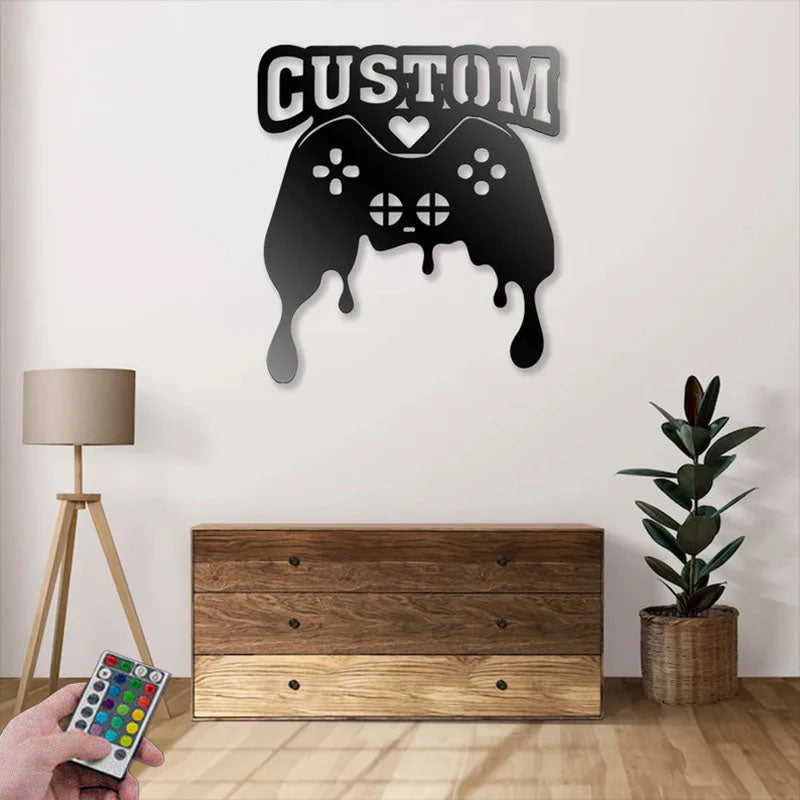 2PersonalizedMetalGameZoneSign_MetalWallSignsWithRGBLedLight.jpg