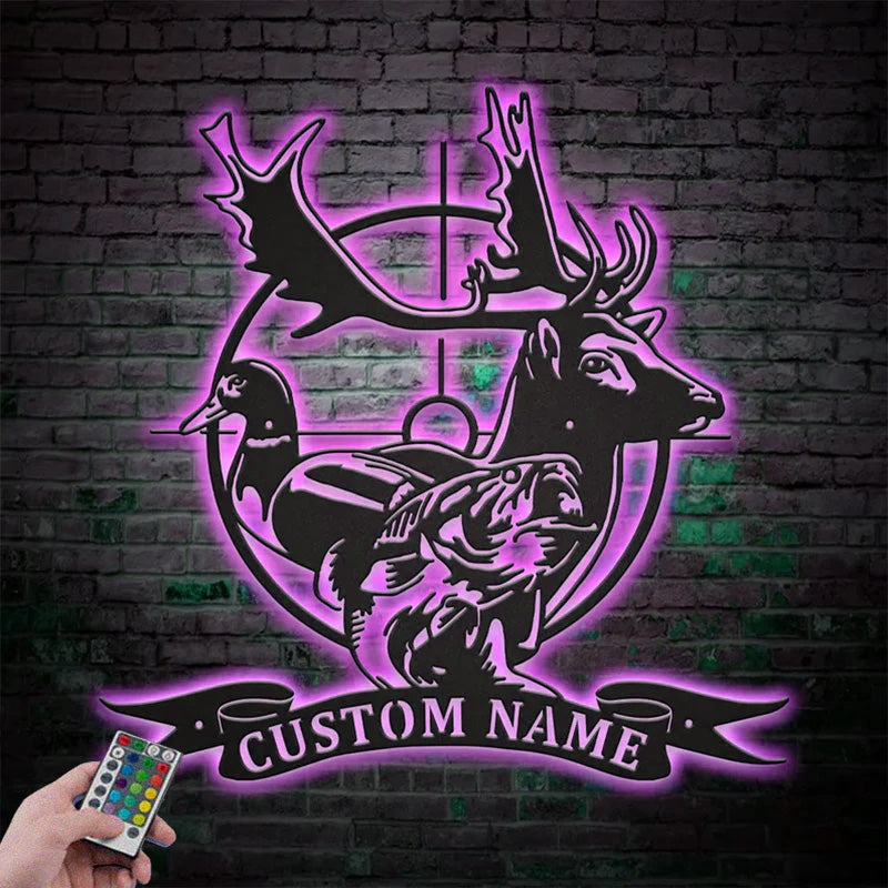 3CustomNameDeerDuckFishHuntingMetalWallSignsWithRGBLedLight.jpg