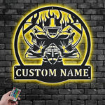 Custom Name Football Player Name Sign Decoration For Room, Metal Wall Signs With RGB Led Light