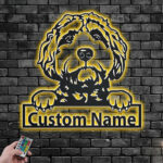 Custom Name Goldendoodle Name Sign Decoration For Dog Room, Metal Wall Signs With RGB Led Light