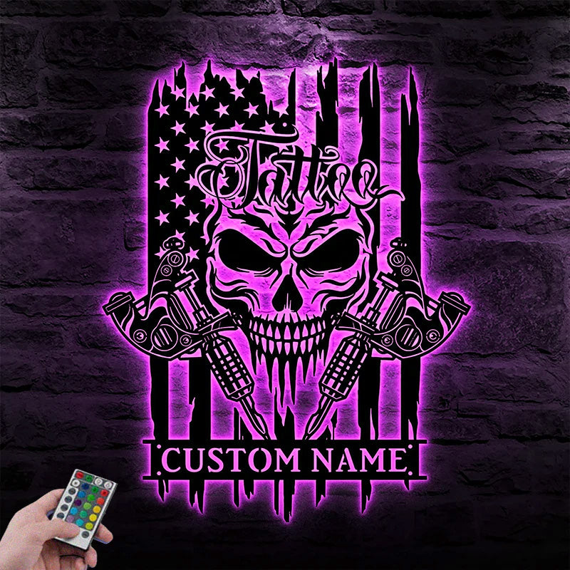3CustomNameTattooMachineAmericaFlagMetalWallArtWithRGBLedLight.jpg