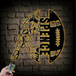 Custom Name Football Player Name Sign Decoration For Room, Metal Wall Signs With RGB Led Light