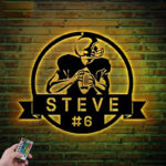 Personalized Metal Football Wall Art, Metal Wall Signs With RGB Led Light