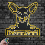 Personalized Miniature Pinscher Dog, Metal Wall Signs With RGB Led Light