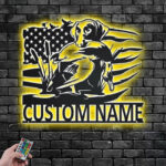 Personalized US Duck Hunting, Metal Wall Signs With RGB Led Light