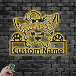 Personalized Yorkie Dog, Metal Wall Signs With RGB Led Light
