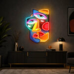 Abstract Neon Art - Colorful Face LED Wall Decor Sign