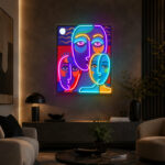 Abstract Neon Art - Colorful Faces LED Wall Decor Sign