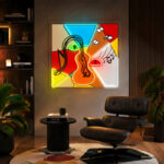 Abstract Neon Art - Colorful Guitar LED Wall Decor
