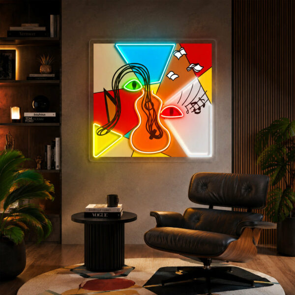 Abstract Neon Art - Colorful Guitar LED Wall Decor