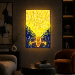 Abstract Neon Art - Van Gogh Style Boat Wall Decor
