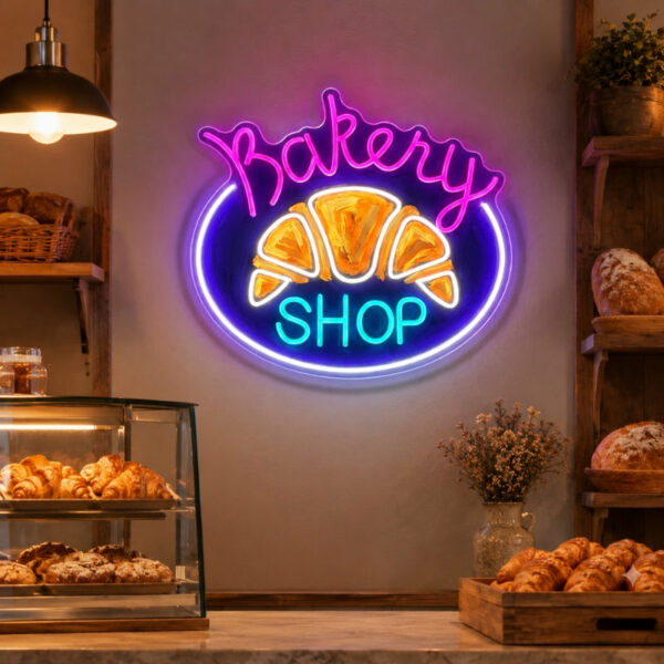 Bakery Neon Sign - Bakery Shop Croissant LED Decor