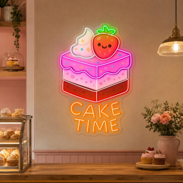 Bakery Neon Sign - Cake Time Strawberry LED Decor
