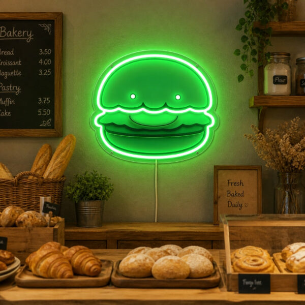 Bakery Neon Sign - Green Burger Cafe LED Wall Light