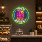 Bakery Neon Sign - Open Bakery Cupcake LED Wall Decor