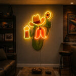 Basement Neon Sign - Cactus Cowboy LED Wall Decor