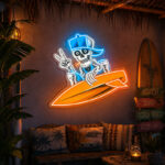 Beach & Summer Party Neon Signs - Skeleton Surf Glow