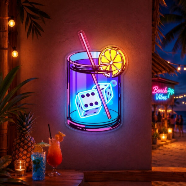 Beach & Summer Party Neon Signs - Dice Cocktail Art