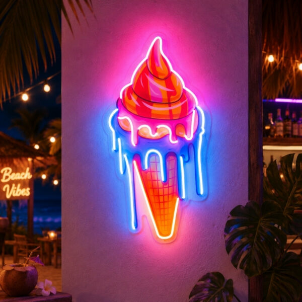 Beach & Summer Party Neon Signs - Melting Ice Cream